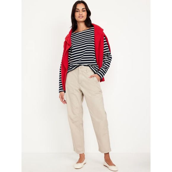 Old Navy Womens Relaxed Fit Khaki Pants Casual Ankle Length Chinos - Picture 1 of 1